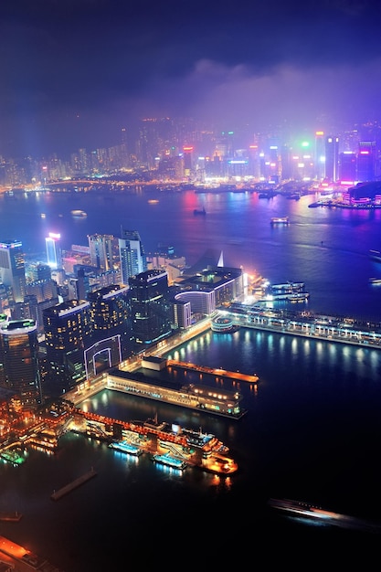 Noche aérea de Hong Kong