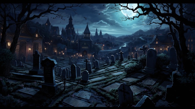 La noche en el cementerio.