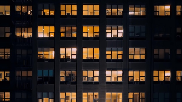 noche ciudad ventanas luz borrosa lámpara luz edificios y casas estilo de vida urbano