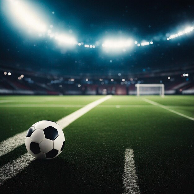 Noche de estadio de fútbol con fondo de luz deportiva generada por IA