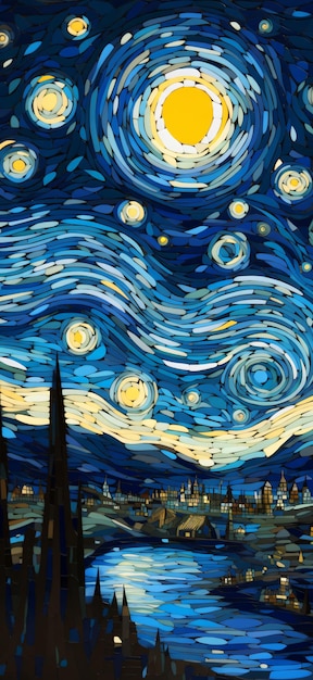 La noche estrellada al estilo de Van Gogh