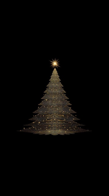 La noche iluminada con luces de oro para el árbol de Navidad