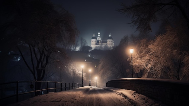 una noche de invierno en la nieve