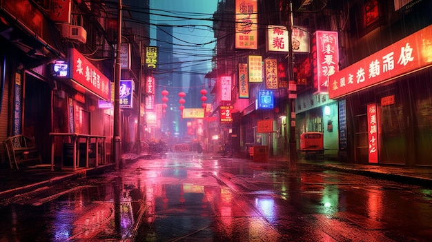 Una noche lluviosa en tokio, japón.