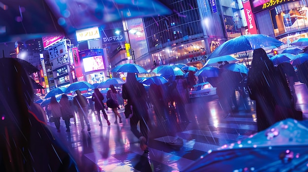 Noche lluviosa en Tokio