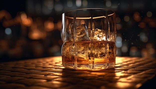 Una noche de lujo en el bar con whisky y brandy generada por IA