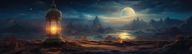 Una noche de milagros en el desierto como una linterna misteriosa revela el camino a un oasis escondido custodiado por criaturas míticas
