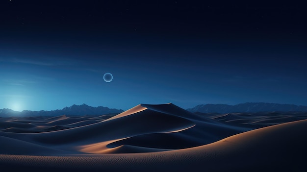Noche minimalista en el desierto generada por IA