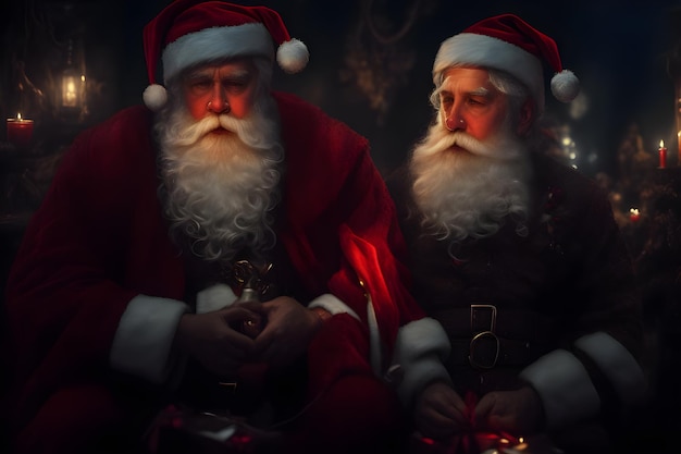Noche de Navidad para Santa Claus durante la víspera de Navidad IA generativa
