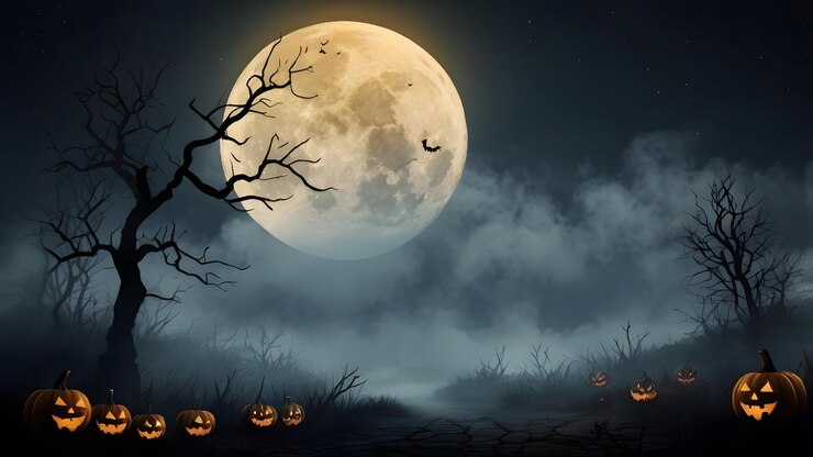 Noche de niebla bajo la luna llena