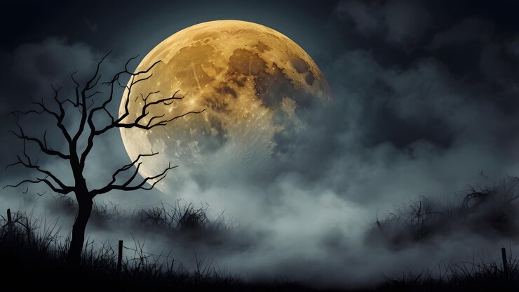 Noche de niebla con luna llena