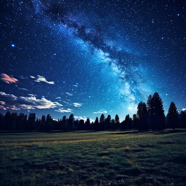 Noche oscura azul con estrellas en el cielo