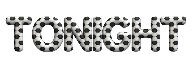 Foto esta noche palabra hecha de una textura de balón de fútbol 3d rendering