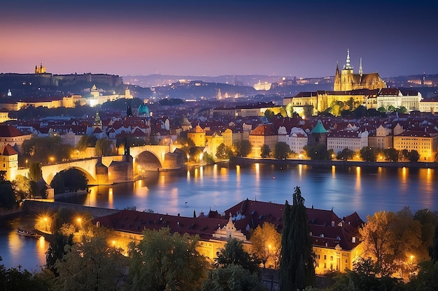 Foto la noche en praga