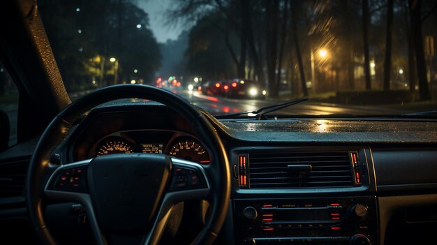 Noche con una rueda de coche