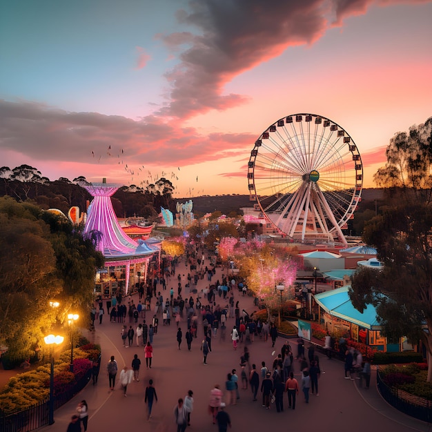 Una noche en el vibrante parque de atracciones