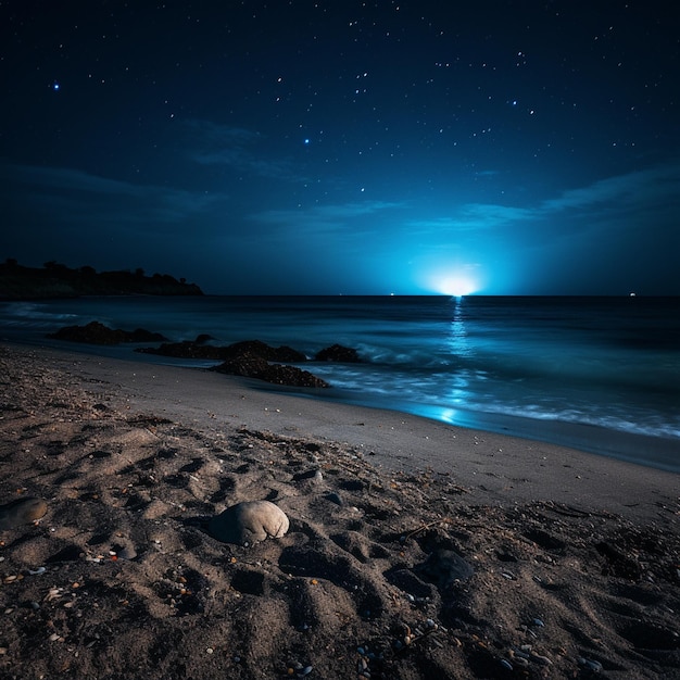 Noches de playa minimalistas con serenidad de medianoche