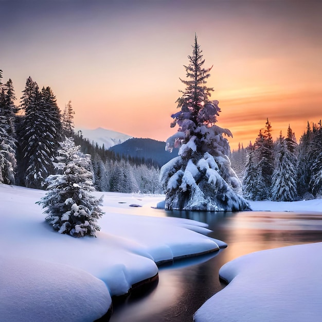 Nochevieja Navidad juntos árbol campanas mesa nieve y comer