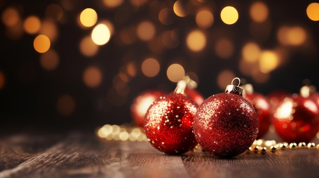 Noel rojo en la mesa contra el concepto de Navidad bokeh dorado de fondo