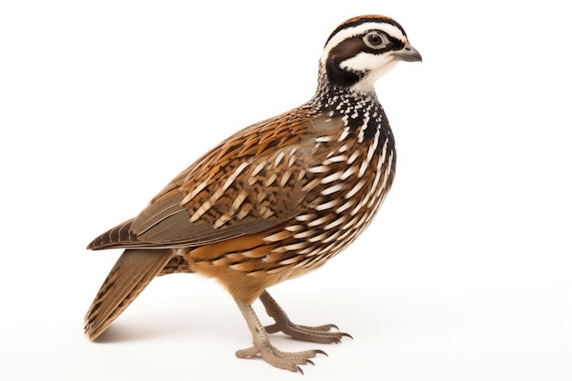 Nördlicher Bobwhite Colinus virginianus auf weißem Hintergrund