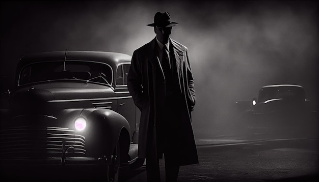 Noir detective blanco y negro retro