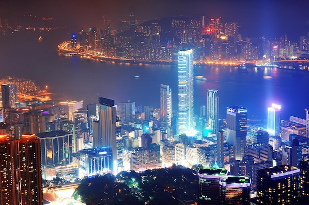 noite aérea de Hong Kong