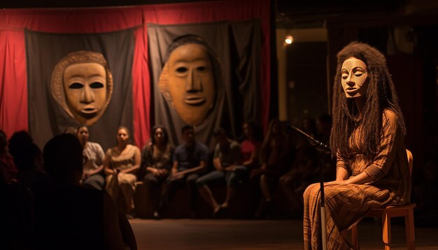 Foto noite de palavra falada ou poesia com artistas que expressam temas de luta e triunfo do patrimônio