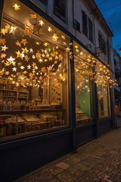 Noite Estrelada en Cantinho da Alegria Loja Iluminada con Brinquedos