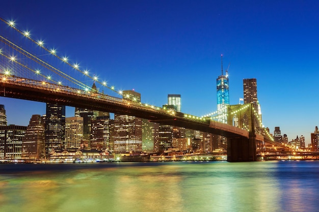 Noite nova york ponte do brooklyn ponte da baía rio nyc