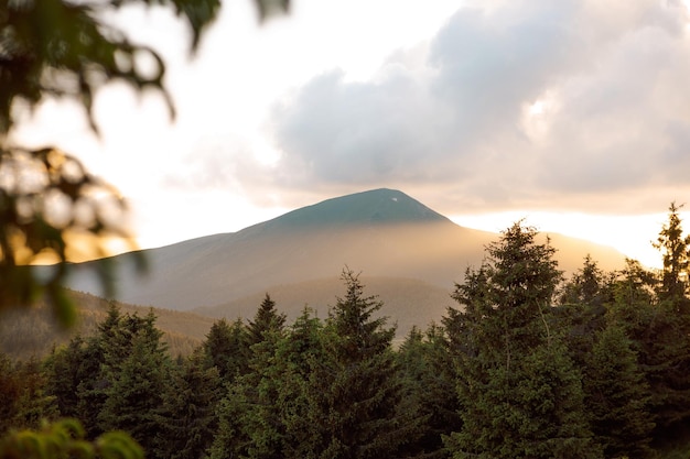 Noite paisagem montanhosa das montanhas dos Cárpatos