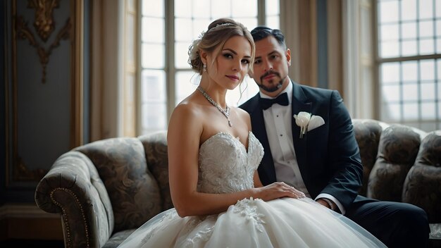 Foto noiva elegante em vestido de noiva com colar de diamantes