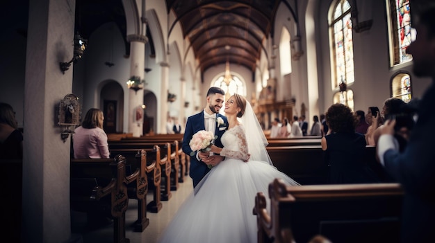 Foto noivos na igreja