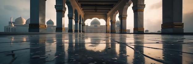 El nombre de la mezquita está en el suelo.