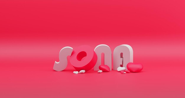 Foto el nombre de sona con un hermoso fondo romántico con corazones concepto romántico para el día de san valentín