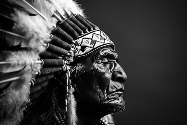 Nordamerikanisches Indianerporträt eines alten Mannes