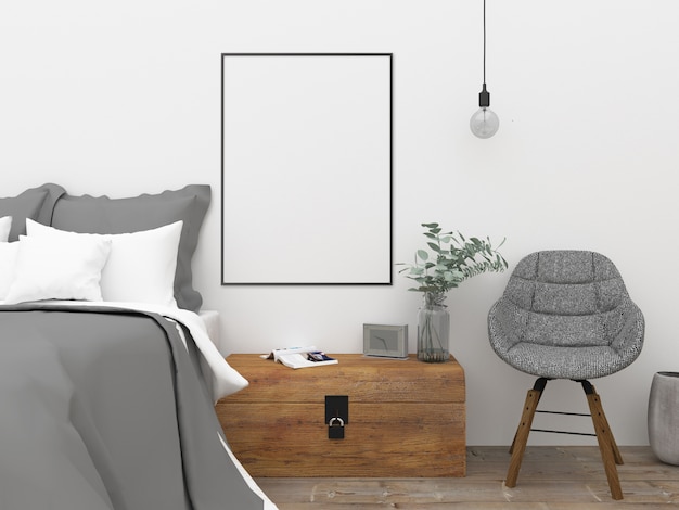 Nordic Schlafzimmer - Wandkunst Mockup