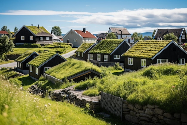 Nordic Village Turf Roof Houses Arquitectura ecológica moderna