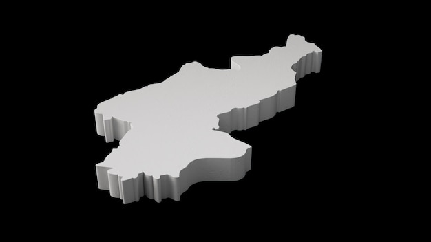 Nordkorea 3D-Karte Geographie Kartographie und Topologie Sea Blue Oberfläche 3D-Darstellung