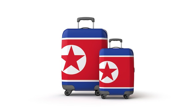 Nordkorea flag urlaubsziel koffer isoliert auf weißem d rendern