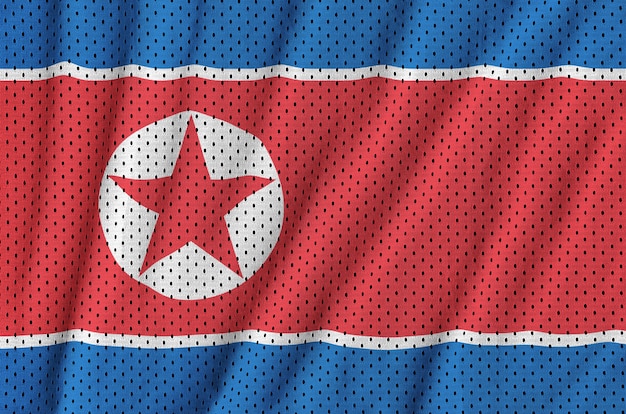 Nordkorea Flagge gedruckt auf einem Polyester Nylon Sportswear Mesh Stoff