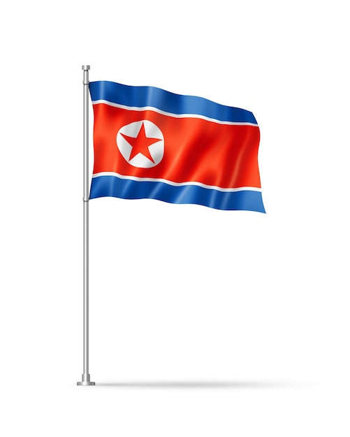 Nordkoreanische Flagge isoliert auf weiß