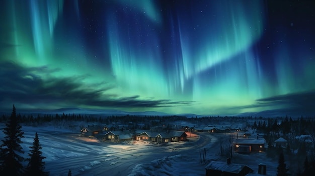 Foto nordlichter über schnee in der nacht