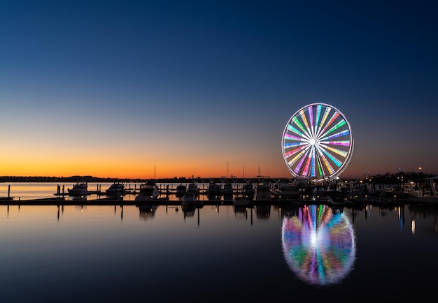 Noria en National Harbor en Maryland fuera de Washington DC