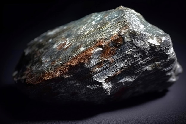 La normandita es una rara piedra natural preciosa sobre un fondo negro generada por la IA.