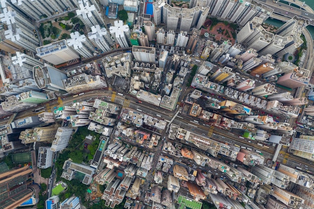 North Point, Hongkong, 01. Juni 2019: Blick von oben auf die Stadt Hongkong