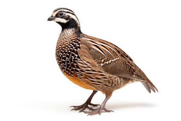 Northern Bobwhite Colinus virginianus em um fundo branco