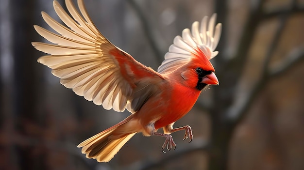 Northern Cardinal a punto de aterrizar