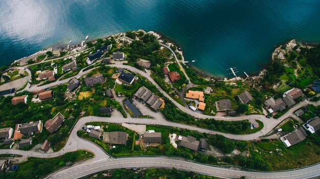 Noruega, la vista de la ciudad desde el aire