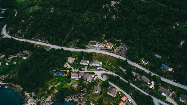 Noruega, la vista de la ciudad desde el aire