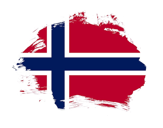 Norwegen-Flagge gemalt auf minimalem Pinselstrichhintergrund